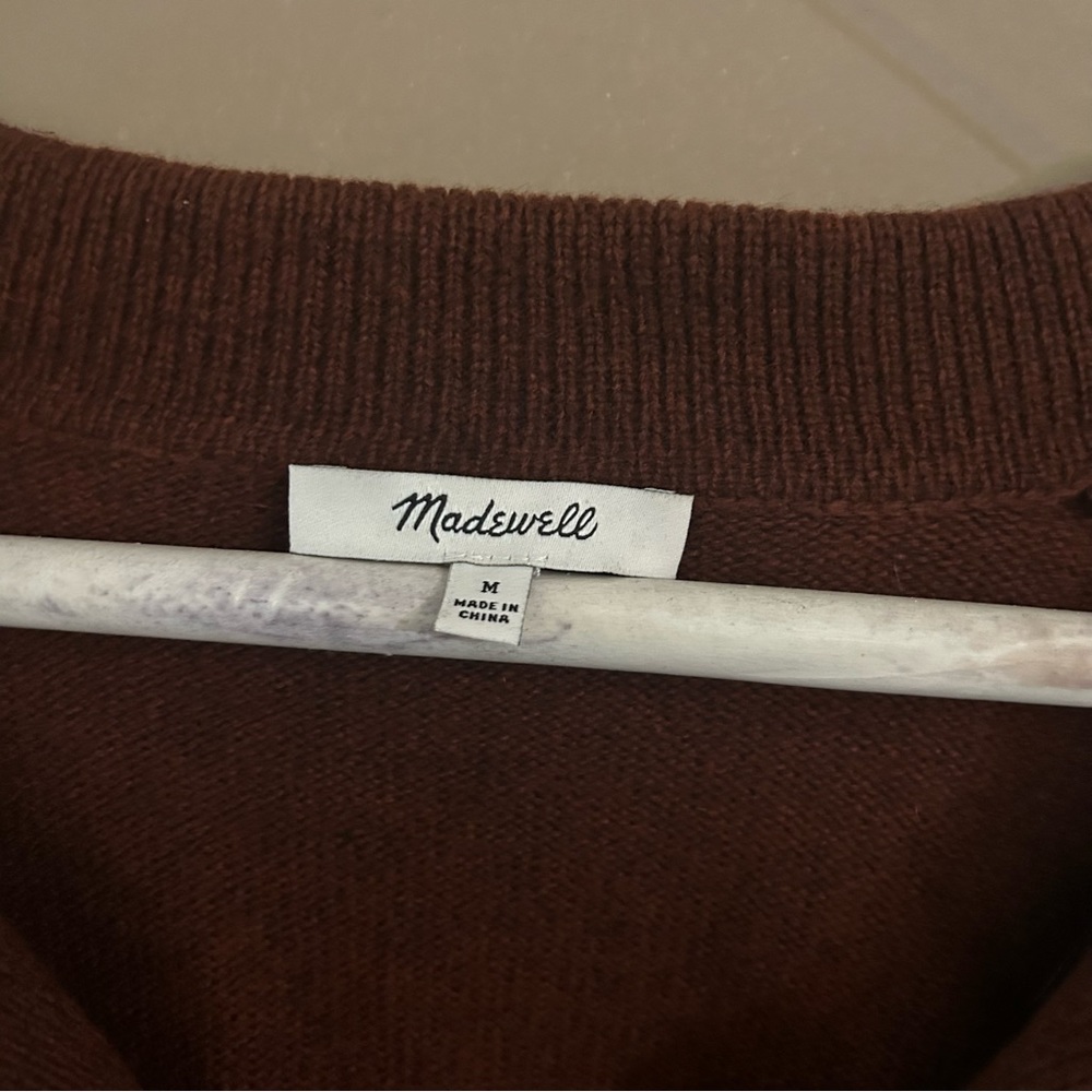 Madewell David Polo Sweater, red/brown, Size Medium - Picture 2 of 2